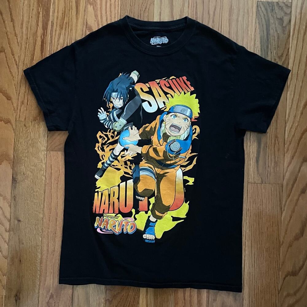Vintage 2002 Shonen Jump Naruto Sasuke Anime Graphic T Shirt Mens Small Y2K